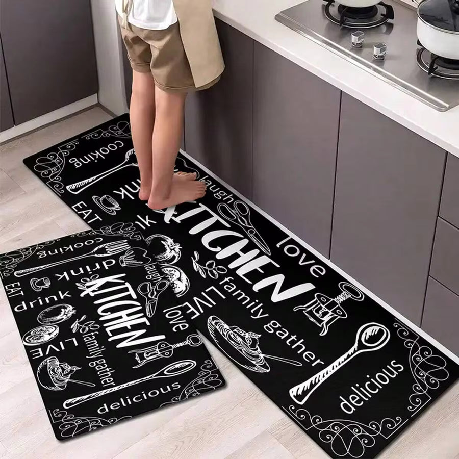 1/2/3 Pcs Farmhouse Style Kitchen Rugs: Green, Brown And Teal Green Spring/Summer Outdoor Theme Kitchen Mats, 5mm Thickness, 850g/Sqm, Rectangular, Machine Washable, Soft, Easy To Clean, Suitable For Kitchen, Bathroom, Bedroom And Living Room