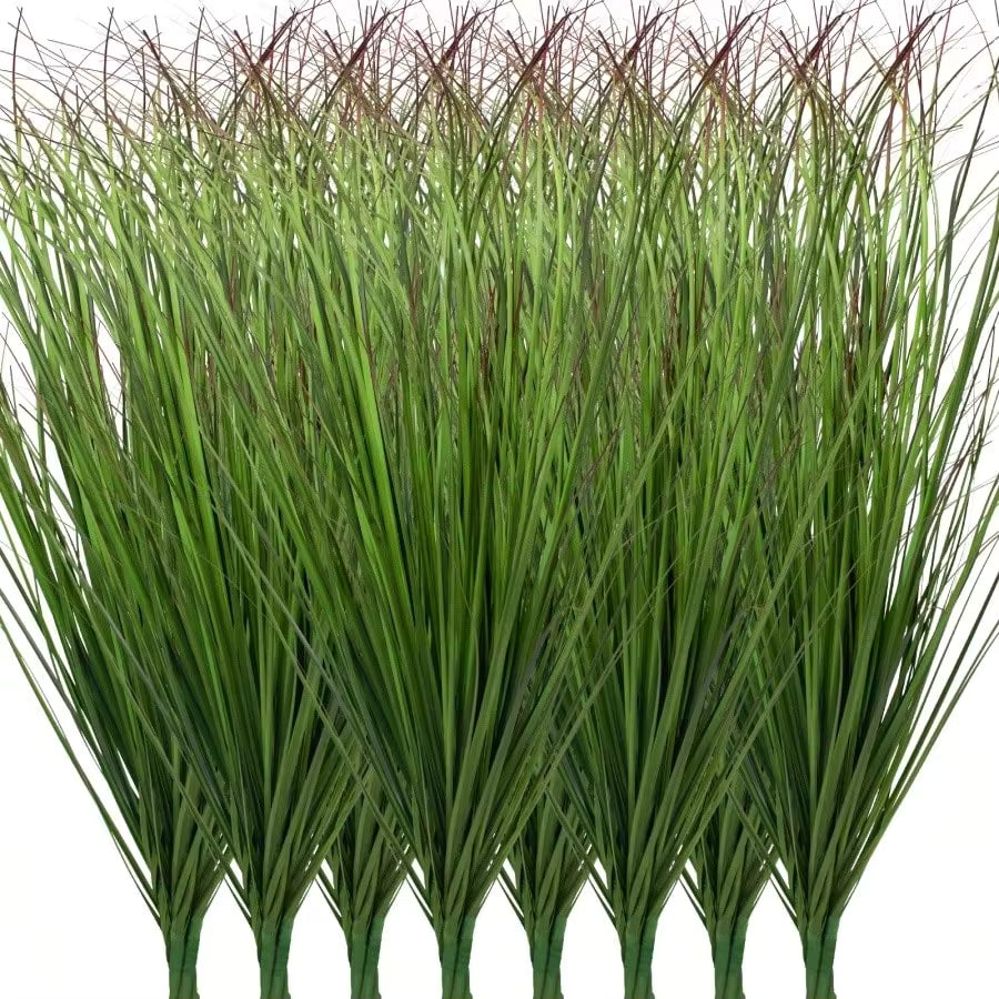 12/24Pcs Artificial Grass Plants, Fall Decor,Faux Shrubs Wheat Grass, Artificial Tall Grass Fake Plants For Outdoor Decor,Artificial Greenery Stems For Room Indoor Home Decor(Green Red Tail)