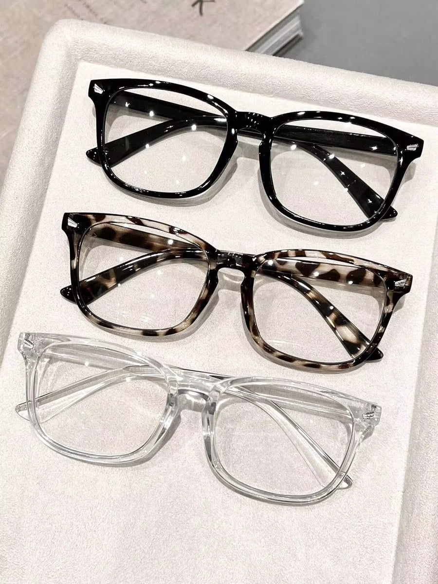 1 Pc Minimalist Elegant Versatile Multi-Color Geometric Transparent Full Frame Women's Plain Eyeglasses Lightweight Comfortable Non-Pinch Face Fits All Face Shapes Slim Face Look Makeup-Free Dating Office Mother's Day, Office Siren