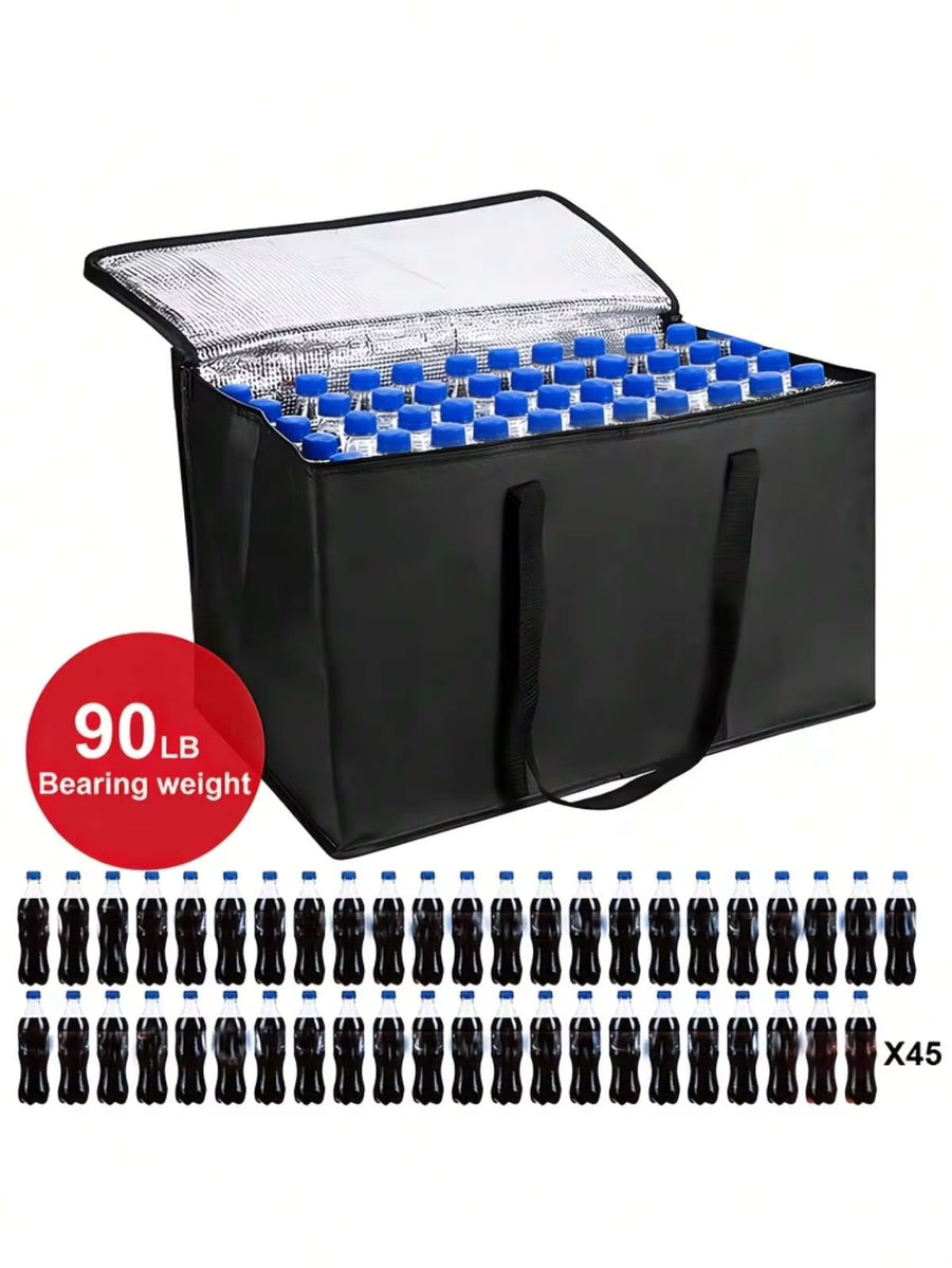 1pc Extra Large Capacity Insulated Cooler Bag - Fits Up To 90lbs, Holds 54 Cans/Bottles, Durable Oxford Cloth With Reflective Lining, Multi-Compartment Zipper Closure Design, Suitable For Camping, Travel, Picnic